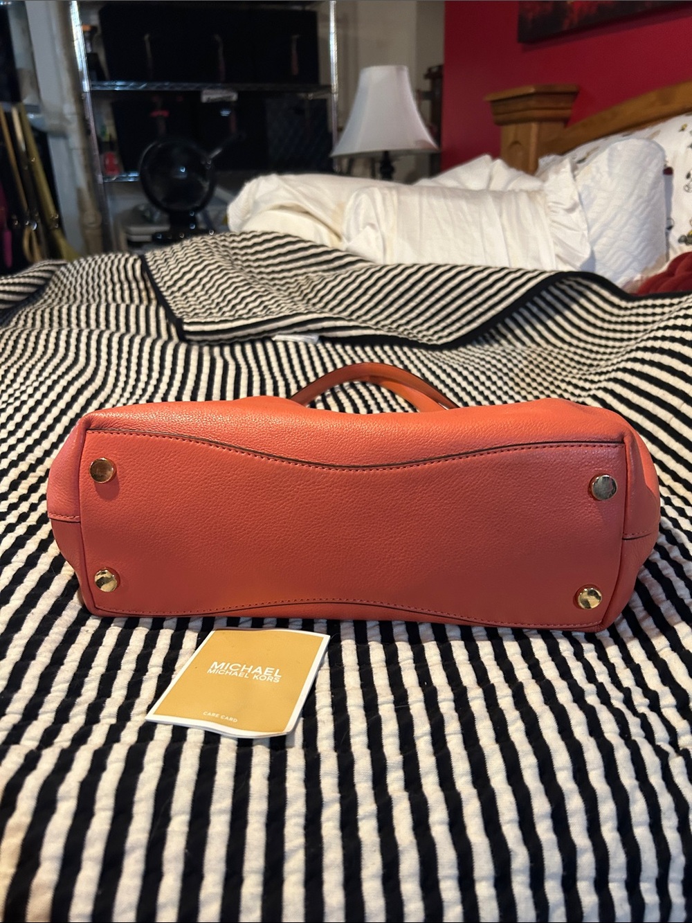 Michael Kors Coral-Peach Leather Shoulder Bag - Picture 5 of 13